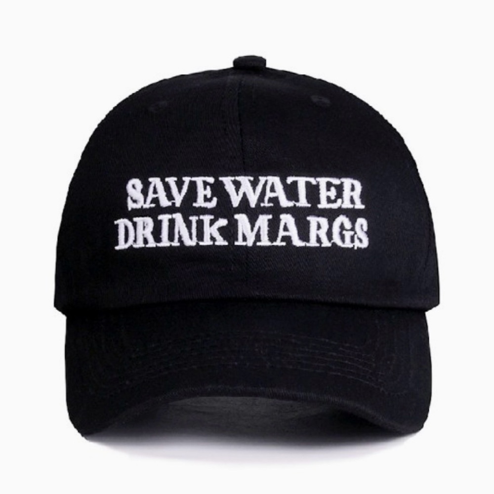 Black Embroidered Zenana "Save Water Drink Margs" Baseball Cap